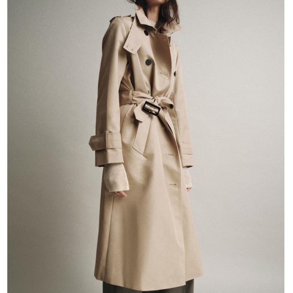 Zara Jackets & Blazers - Zara Water Repellent Double-Breasted Trench Coat ZW Collection Camel Size S NWT